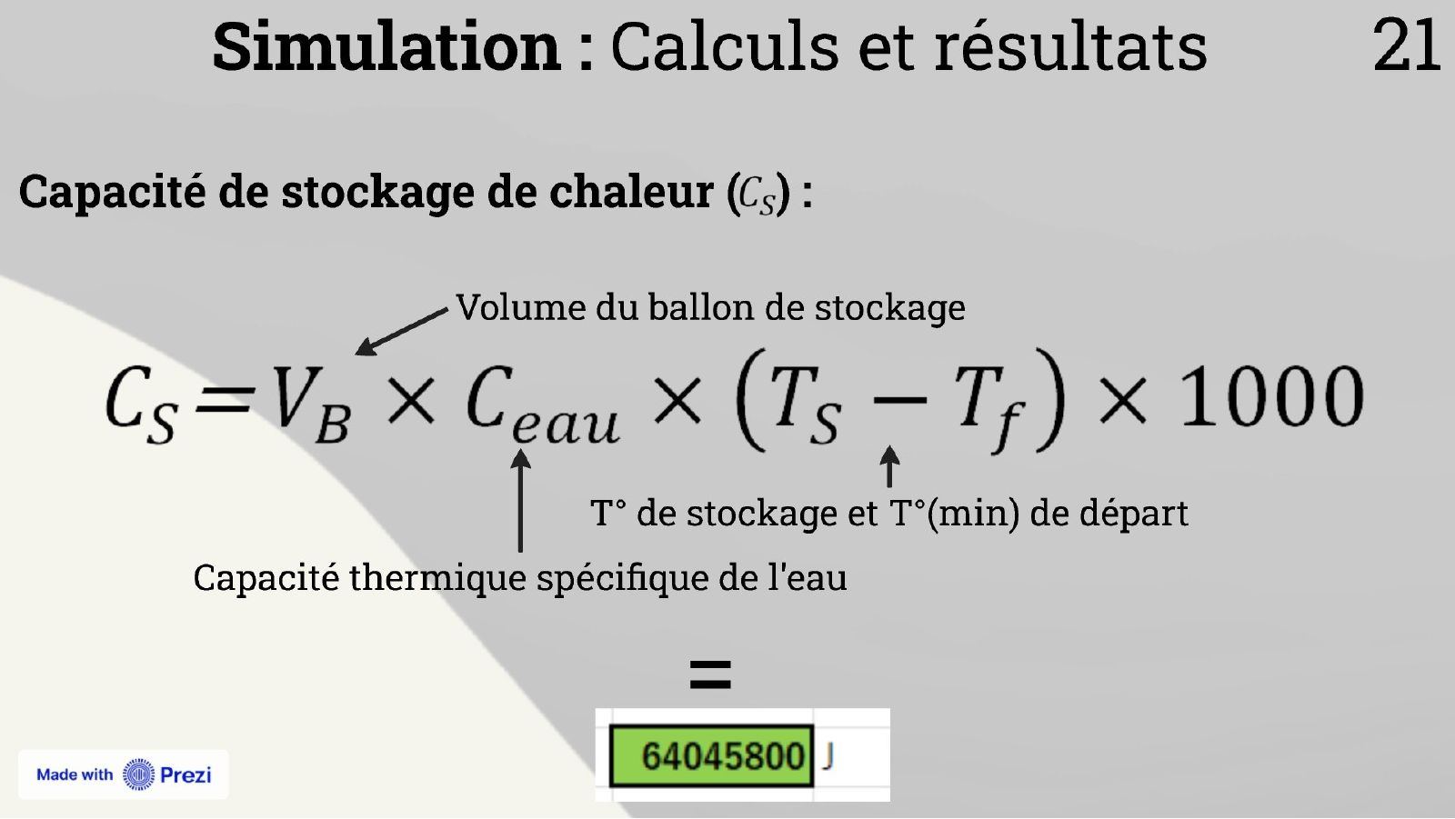 Calcul de la capacité de stockage