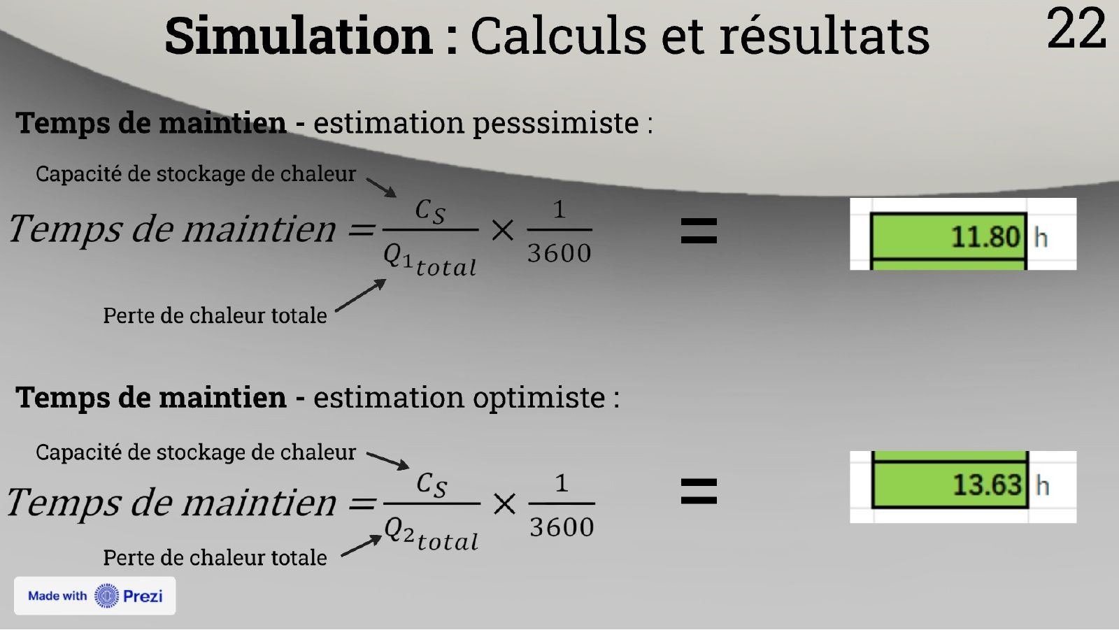 Calcul du temps de maintien